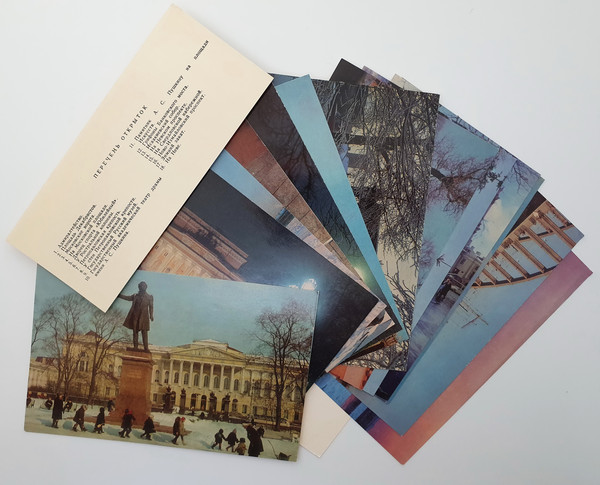 3 Leningrad in winter vintage color photo postcards set views of town USSR 1974.jpg