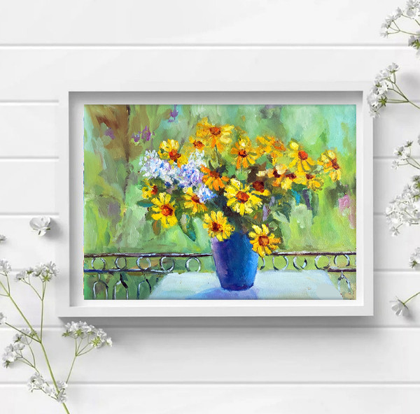 daisy framed painting