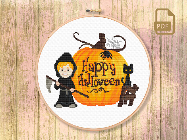 Happy Halloween Cross Stitch Pattern, Halloween Patterns, Halloween xStitch, Halloween Gift, Halloween Home Decor #hll_005