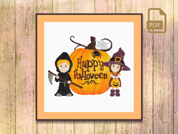 Happy Halloween Cross Stitch Pattern, Halloween Patterns, Halloween xStitch, Halloween Gift, Halloween Home Decor #hll_006