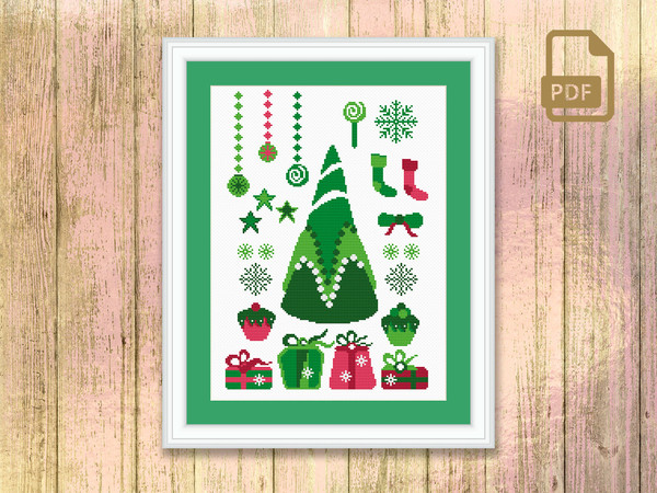Christmas Tree Cross Stitch Pattern, Christmas Tree Patterns, Merry Christmas Cross Stitch Pattern, Christmas Decor #mch_010