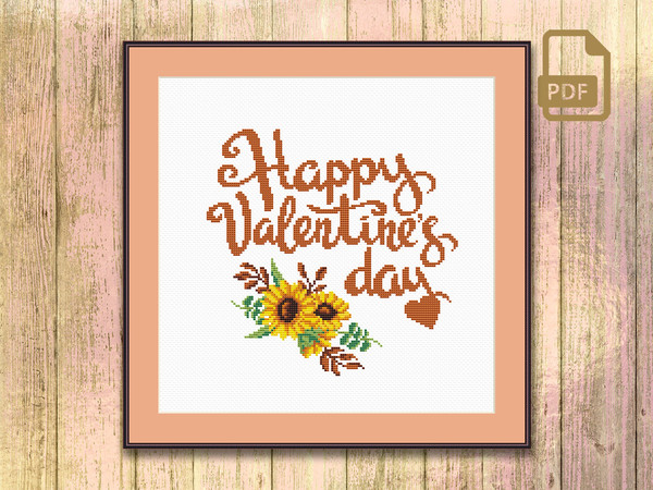 Happy Valentines Day Cross Stitch Pattern, Valentine Cross Stitch Pattern, Flowers Cross Stitch Pattern, Valentine Cross Stitch Pattern #lv_012