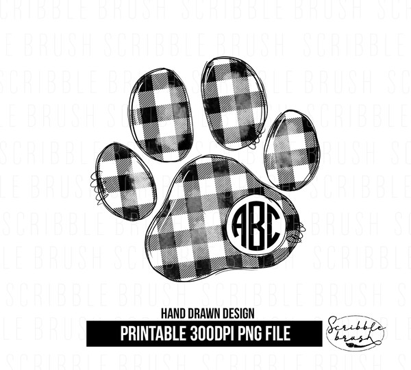 Plaid Circle MF Dog Paw Print Sublimation PNG.jpg