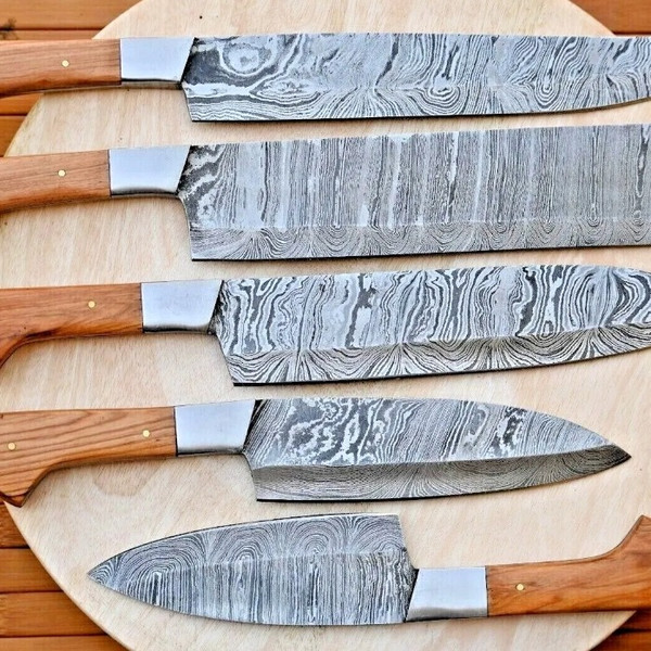 Professional Chef knives sets Damascus steel Knife sets of 5