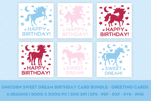 Unicorn sweet dream birthday card bundle - Greeting cards cover.jpg