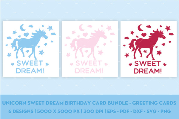 Unicorn sweet dream birthday card bundle - Greeting cards cover 7.jpg