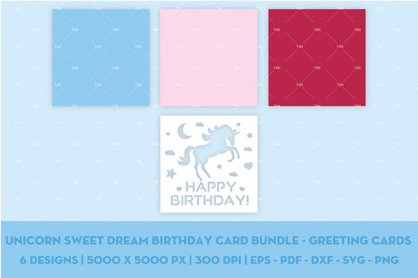 Unicorn sweet dream birthday card bundle - Greeting cards cover 9.jpg