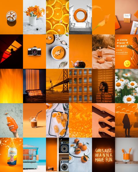 108 PCS Orange wall collage kit DIGITAL DOWNLOAD | Orange a - Inspire ...
