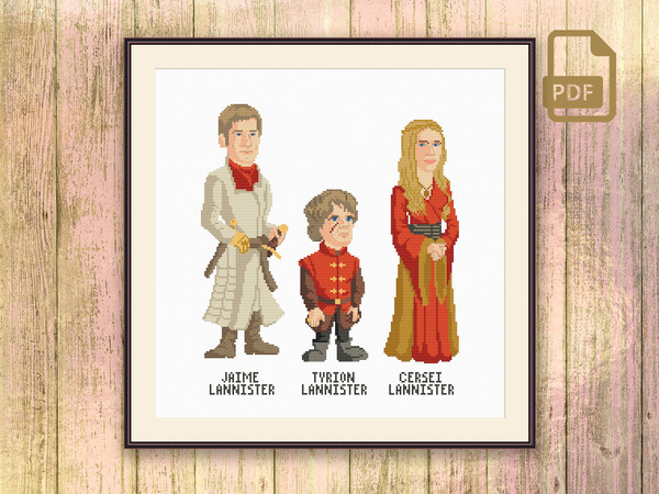 House Lannister Cross Stitch Pattern, Game of Thrones Cross Stitch Pattern, Game of Thrones Characters,  Movie Cross Stitch Pattern #got_015