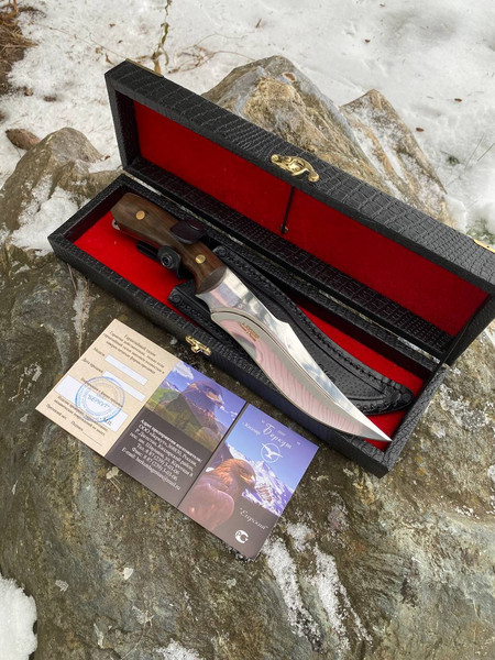 A beautiful gift set for men knife of steel 65h13 handle wal - Inspire  Uplift