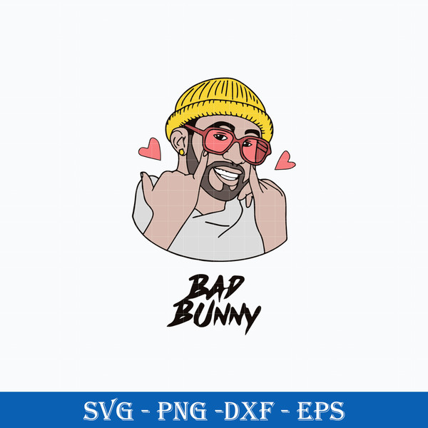 Bad Bunny SVG, Bad Bunny Heart SVG, Bunny Rapper SVG Digital