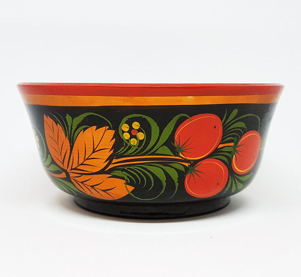 2 1970s USSR KHOKHLOMA Vintage Russian Wooden BOWL CUP Hand painted.jpg