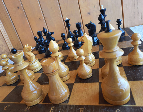 vintage wooden soviet chess set classic