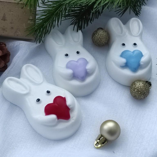 Bunny with a heart soaps