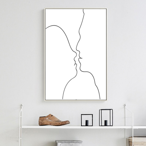 Prints drawn in one line, minimalist poster on the theme of love 1