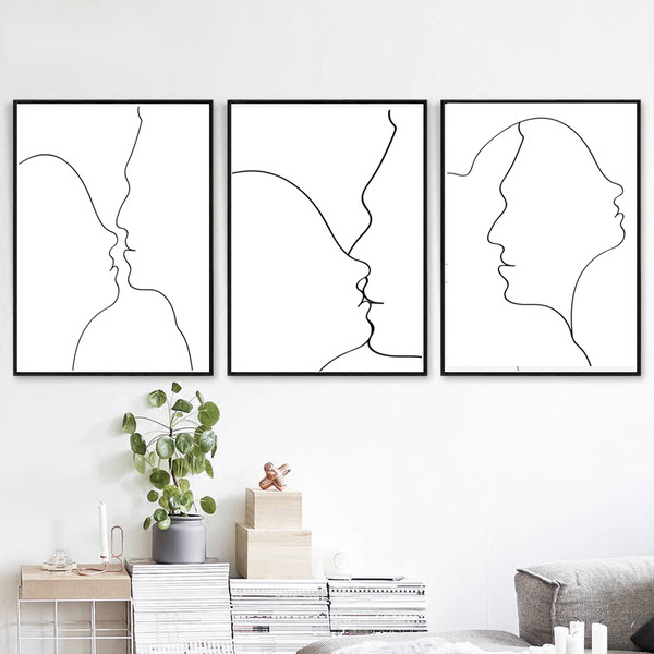Prints drawn in one line, minimalist poster on the theme of love 3