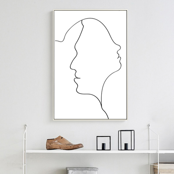 Prints drawn in one line, minimalist poster on the theme of love 3