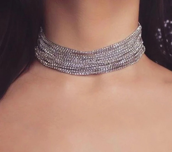 Full Rhinestone Choker Collar Necklace