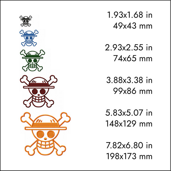 one piece monkey d luffy anime logo machine embroidery designs