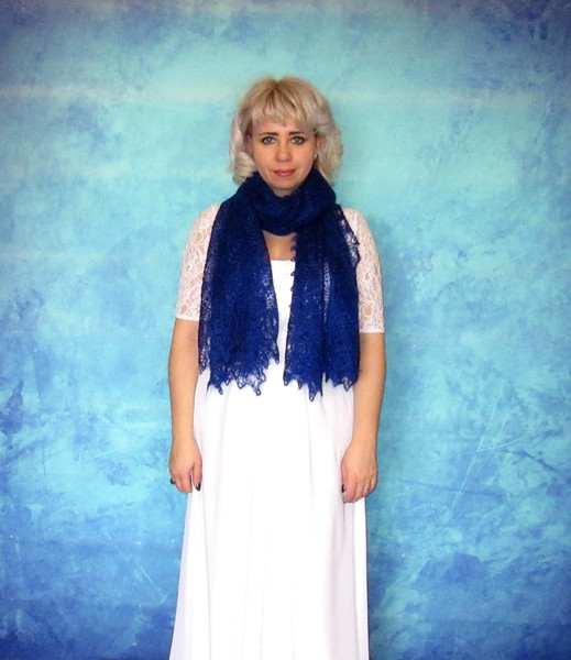 тёплый вязаный синий шарфик, dark navy blue russian shawl.JPG