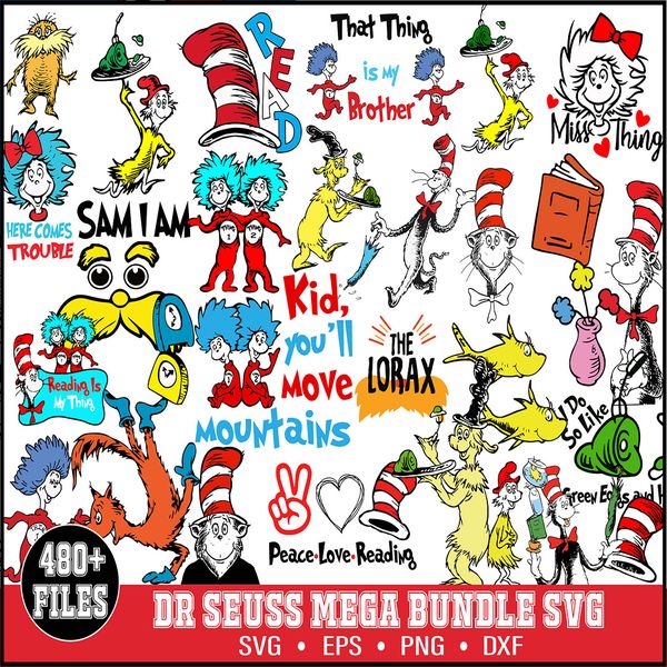 480 Dr Seuss Png, Dr seuss Svg,Mega Dr Seuss bundle Layered - Inspire ...