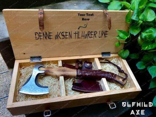 Valkyrie axe with Personalized Engraved wooden Box, Christmas Gift 1.jpg