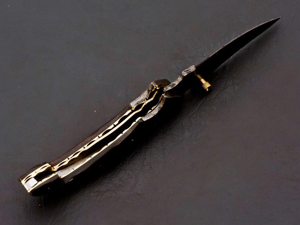 Custom Handmade Damascus Folding Knife Pocket knife Leather EDC Gift for him 5.jpg