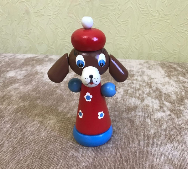 barbos dog vintage soviet wooden toy 1988