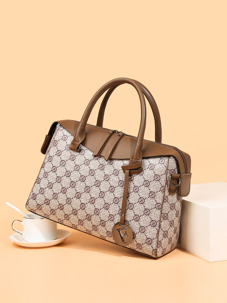 1 Geometric Pattern Top Handle Bag With Bag Charm.jpg