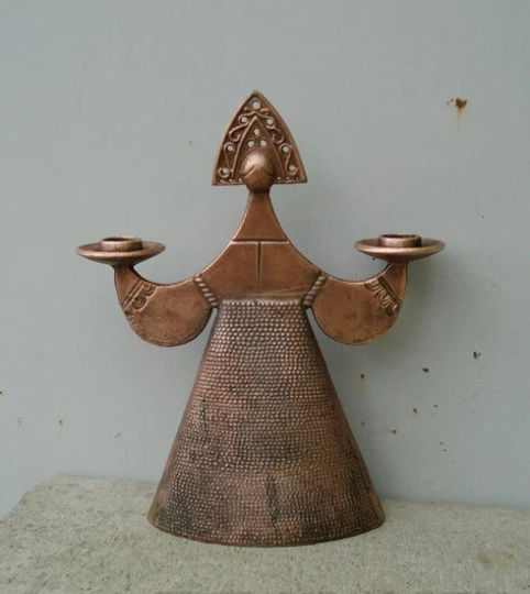 woman figure russian old candlestick vintage