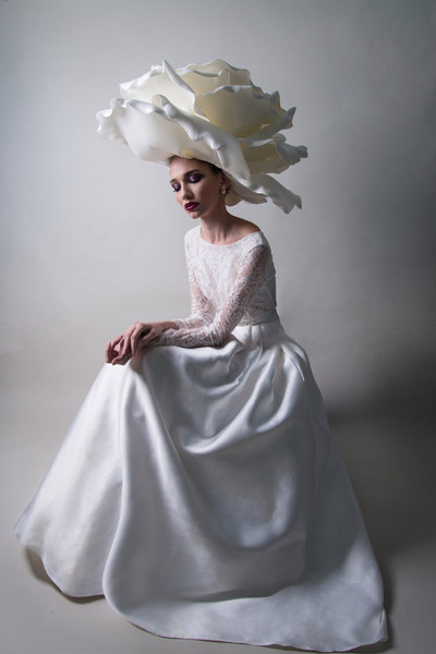 Ivory Rose Hat 20 Women's Kentucky Derby Wedding party, Flower Bridal Shower hat Fashion Show headpiece.jpg