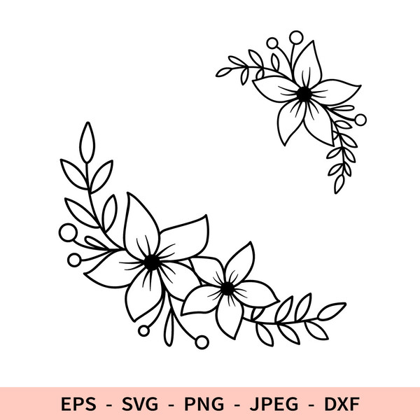 Flower SVG Files Flower Border SVG Floral SVG Files Flower 