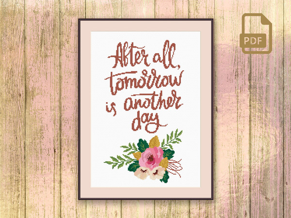 After All Tomorrow Is Another Day Cross Stitch Pattern, Scarlett O&rsquo;Hara Cross Stitch Pattern, Gone With The Wind Cross Stitch #tv_056