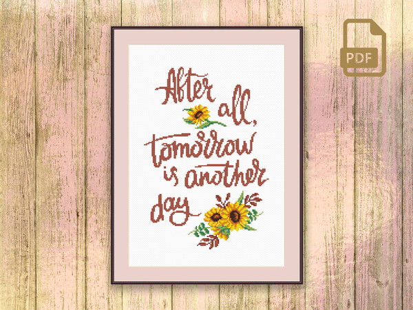 After All Tomorrow Is Another Day Cross Stitch Pattern, Scarlett O&rsquo;Hara Cross Stitch Pattern, Gone With The Wind Cross Stitch #tv_057