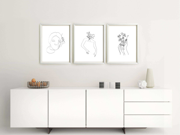 Woman Prints drawn in one line, minimalist poster 3