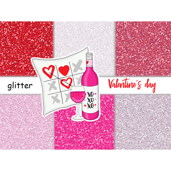 Bright sparkle digital glitters for crafting, planner stickers and cards for Valentine's Day. Textures of red, gray, pink, purple and fuchsia for crafting.