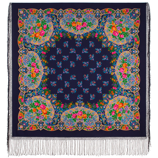 women flowers pavlovo posad wool shawl 928-15