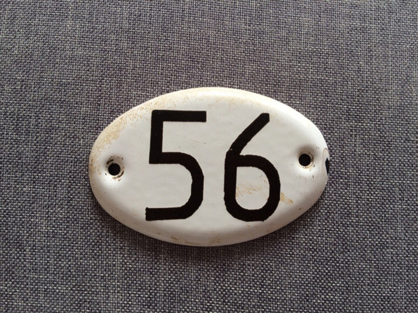 56 address door number sign vintage
