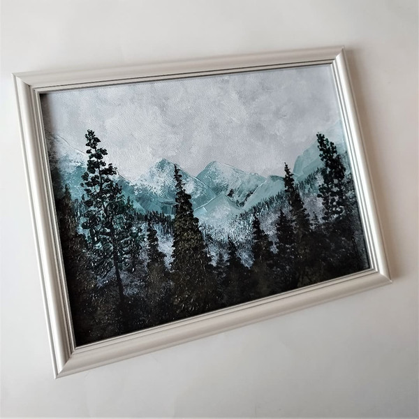 Impasto-art-painting-on-canvas-board-misty-mountain-landscape-forest-wall-decoration
