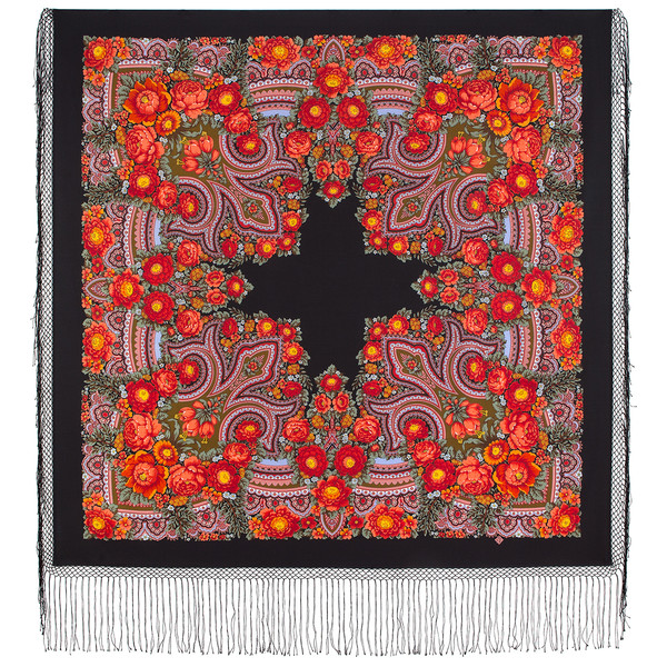 russian merino wool pavlovo posad shawl 334-30