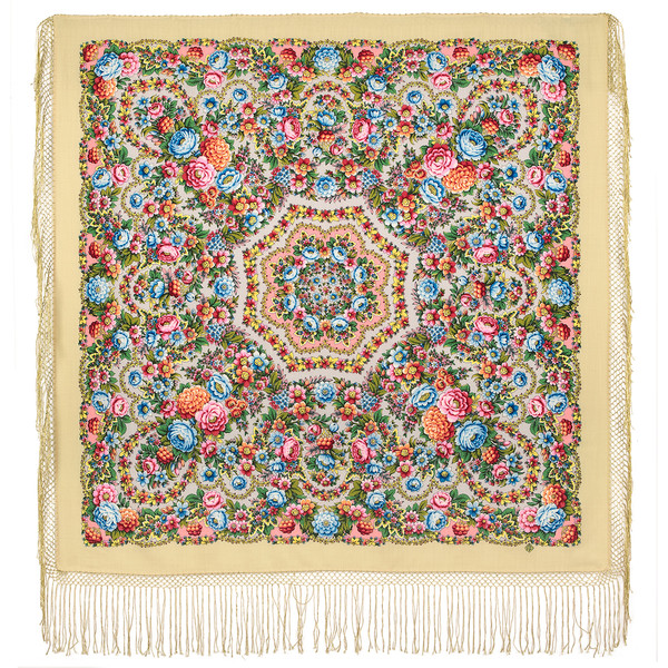 original russian merino wool pavlovo posad shawl wrap 1816-1