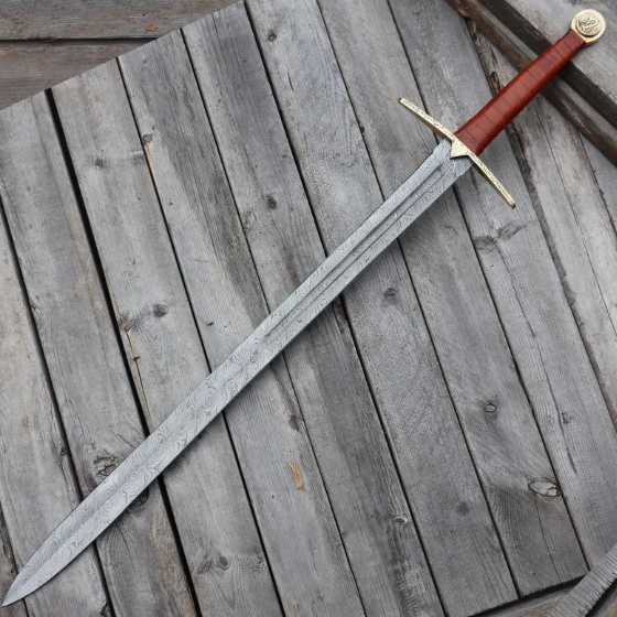 For Valhalla Damascus Steel Viking Longsword - Norse Inspired Hand Forged Pattern We (5).jpg