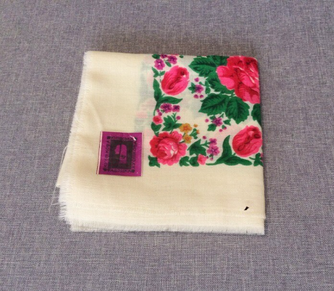 wool soviet babushka floral headscarf shawl