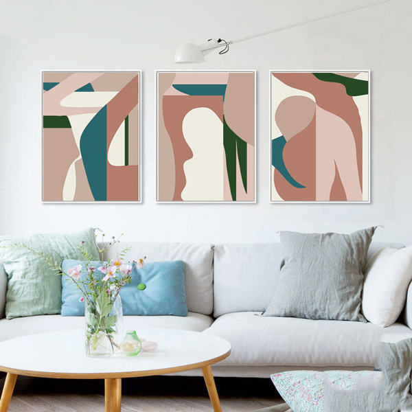 triptych on the wall abstraction woman 3