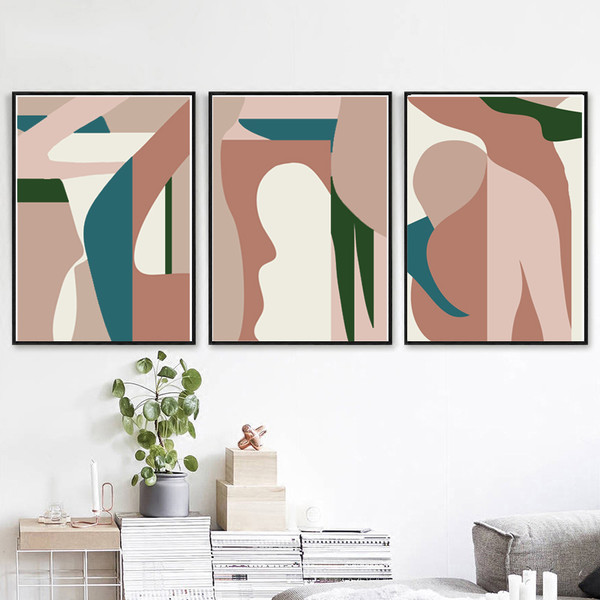 triptych on the wall abstraction woman 5