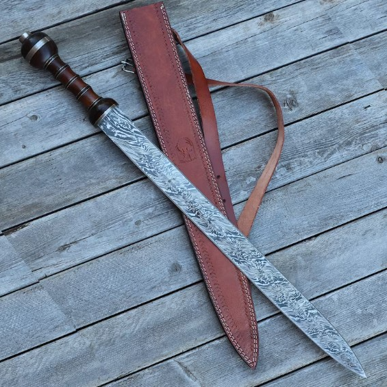 Hunt For Life Legio XV Apollinaris Damascus Steel Roman Gladius Sword.jpg