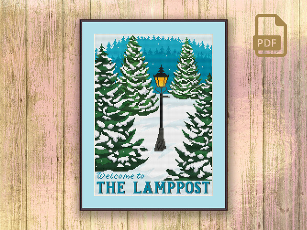 Welcome to Lamppost Cross Stitch Pattern, Movie Cross Stitch Pattern, Magic Cross Stitch Pattern, Retro Travel Pattern #tv_081