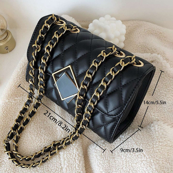 Womens Quilted Embossed Metallic Decor Chain Bag - Inspire Uplift