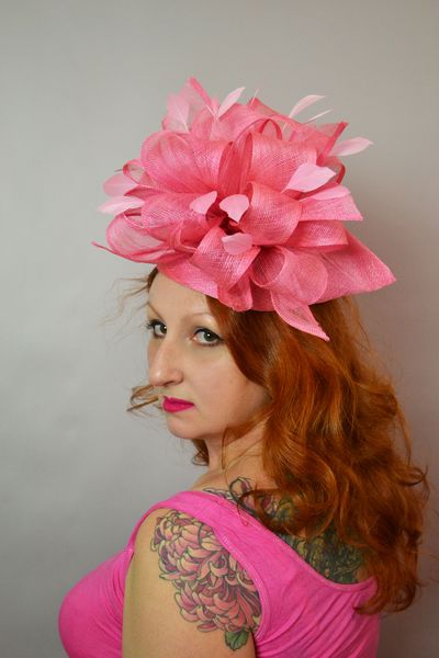pink fascinator, pink fascinator hat, pink derby hat, derby - Inspire ...