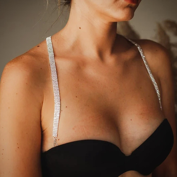 Womens decorative bra straps rhinestone design strapless str - Inspire  Uplift